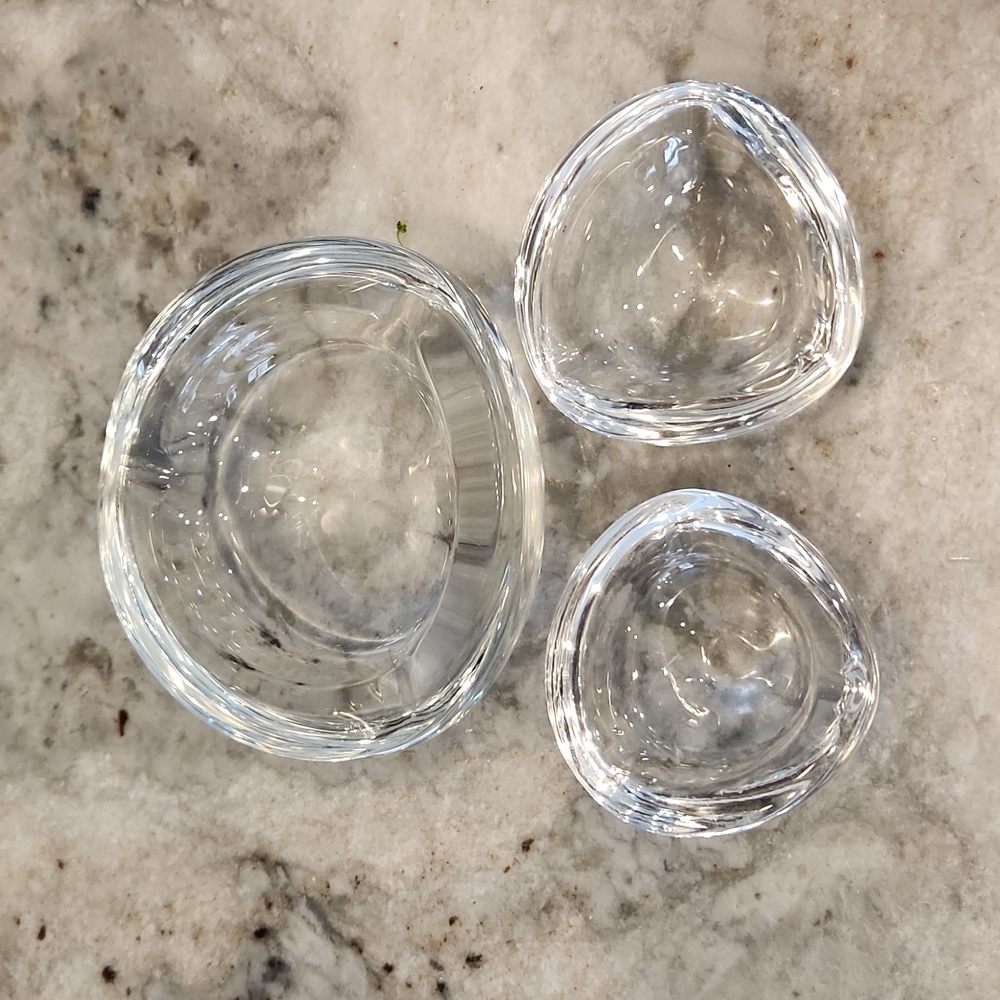 Vintage Heavy Glass Ashtrays Lot of 3 Hand-blown 4.5"